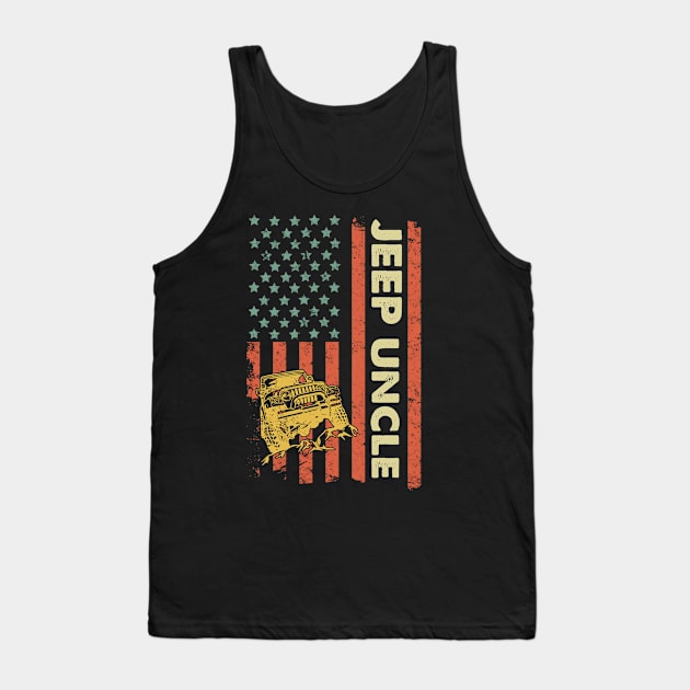 Jeep Uncle American Flag Jeep Father's Day Jeep Gift Jeep Papa America Jeep 4th of July Tank Top by Liza Canida